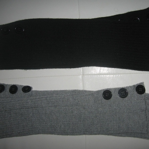 Grey Black Leg Warmer Set  Button‎ Accents